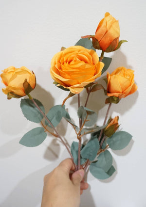 FLOWERS-25'' Silk Rose Flower Single Spray Home/Wedding Decor Orange - Pleasant Beach Living