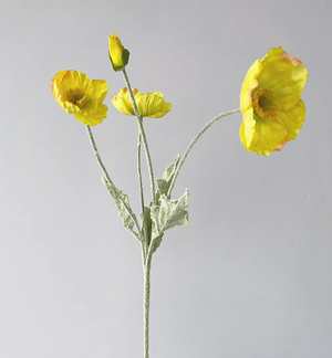 Colorful 22-inch silk poppy floral stem with flocked petals, vibrant decorative floral spray from Sweet Home Deco.