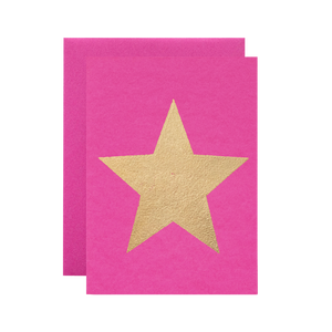 GREETING CARD- "Pink Gold Leaf Star" Card