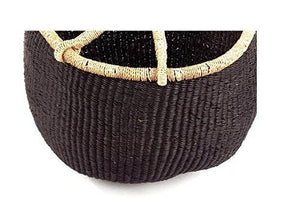BASKET- TOTE- Large Ghana African Basket | Bolga Ghana Basket - Solid Black