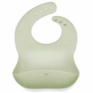 BABY- Silicone Baby Bib Roll Up & Stay Closed (Light Sage) - Pleasant Beach Living