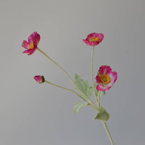Colorful 22-inch silk poppy floral stem with flocked finish, perfect for floral arrangements and home decor by Sweet Home Deco.
