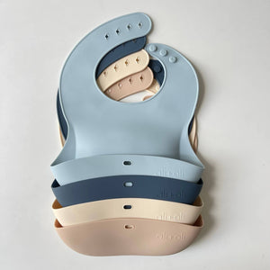BABY- Silicone Baby Bib Roll Up & Stay Closed - (Sand) - Pleasant Beach Living