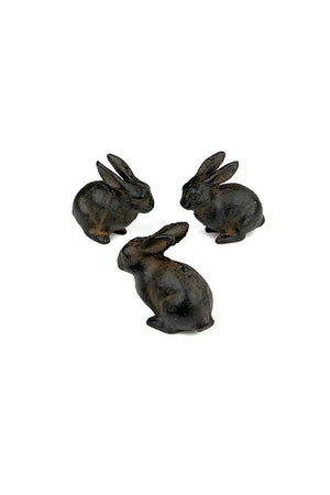 Small cast iron rabbit figurine by Vagabond Vintage, featuring a detailed vintage-style rabbit sculpture.