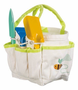 Toysmith kids garden tote kit with a beetle and bee design, including colorful toy tools and accessories for outdoor play.