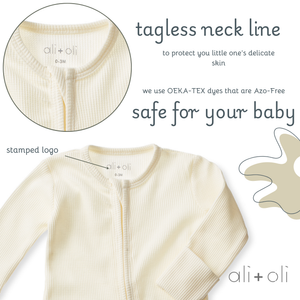 BABY-Baby Footie 2-Way Zipper – Organic Cotton Waffle Knit - Pleasant Beach Living