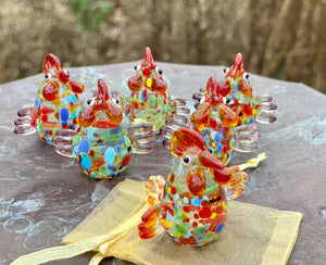 DECOR-Figurine in Decor-Glass Rooster Sitter Miniature Collectible Figurine - Pleasant Beach Living