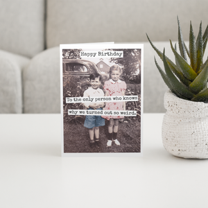 Raven's Rest Studio birthday greeting card with humorous message, featuring colorful design and heartfelt sentiment.
