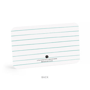 Set of E. Frances Paper thank you note cards with "Thanks" printed, featuring a simple, elegant design for handwritten messages.
