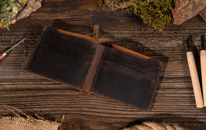 WALLET- LEATHER, Handmade Bi-fold Wallet for Men - Pleasant Beach Living