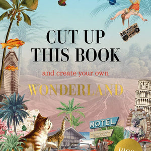 Open book titled "Cut Up This Book" by Abrams with colorful pages and creative cutouts for making your own wonderland art project.