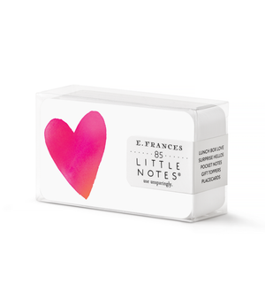 Set of five Big Heart Little Notes® note cards by E. Frances Paper featuring pink hearts and white backgrounds, perfect for heartfelt messages.