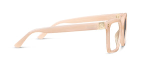 Pair of Peepers reading glasses with transparent frames and clear lenses, designed for comfortable everyday use.