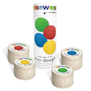 Colorful Eco-Dough set with four natural, non-toxic play doughs in various shades for creative kids' play.
