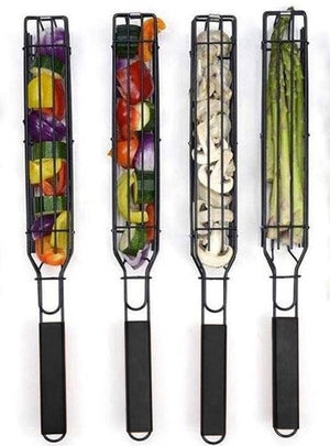 KITCHEN-GRILL- Non-Stick Kabob Grill Basket, Set 4,19.5" x 2" x 1.5" - Pleasant Beach Living