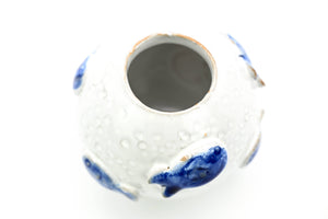 DECOR-White Vase with Blue Small Fish Design - Pleasant Beach Living