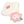 White knitted blanket with pink and green crochet flower, and pink smiling flower toy.