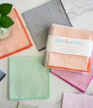 DINING-NAPKINS- COCKTAIL- Seersucker Cocktail Napkins, set of four - Pleasant Beach Living