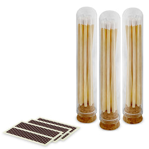 Set of six Thankful Greetings candle matches with wooden holders and striped matches for lighting candles.