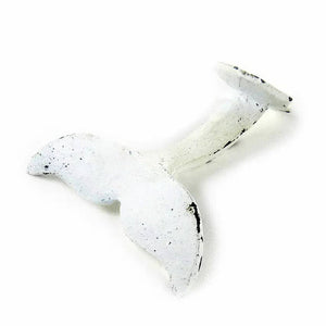 White anchor hook with a whale tail design, slightly distressed finish.