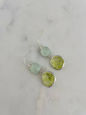 JEWELRY-EARRINGS-Silver Peridot Green Light Mint Earrings - Pleasant Beach Living