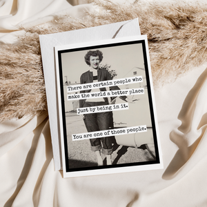 Greeting card from Raven's Rest Studio featuring a heartfelt message about certain people who make the world better.