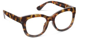 Peepers Center Stage Focus eyeglasses with clear frames and rectangular lenses, displayed on a neutral background.