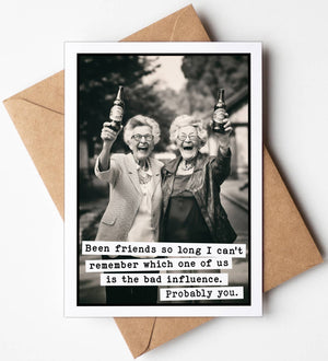 Friends so Long greeting card by Katie Doodle featuring cheerful design, perfect for expressing farewell sentiments.