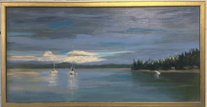 ART- Original Oil Painting, Fatima Young, Local Artist- THE EDGE OF SUNSET - Pleasant Beach Living