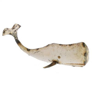 DECOR - White Metal Whale Sm