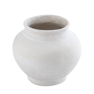 Paper Mache Pot Natural White Dia 9.45" - Pleasant Beach Living