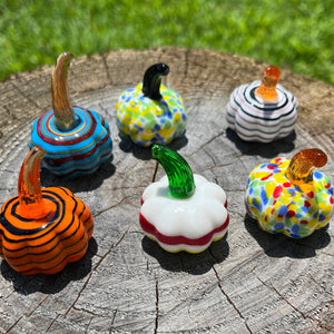 DECOR-Figurines in Decor- Glass Pumpkin Collectible Sitter Miniature Figurine - Pleasant Beach Living