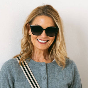 Peepers Venue sunglasses with clear reading glasses lenses, stylish black frame and sleek design for everyday wear.