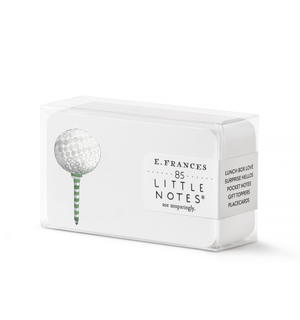 Set of 85 golf tee-themed note cards by E. Frances Paper, mini notecards with golf illustration in a boxed set.