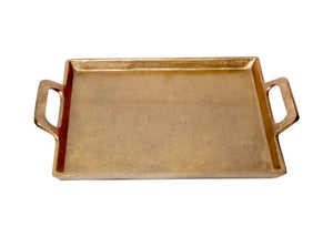 TRAY- Antique Brass Tray w/Handles 10X14 - Pleasant Beach Living