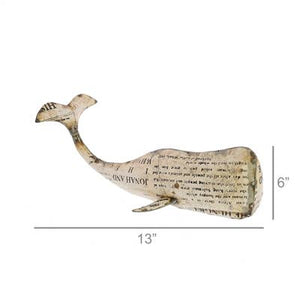 DECOR - White Metal Whale Lg