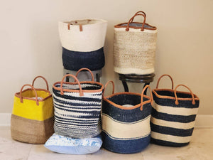 BAG/TOTE-Cloud Mifuko Kiondo Kenya Bag - Tan & White - Pleasant Beach Living