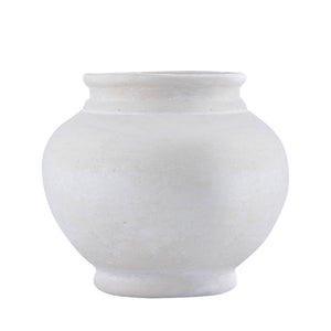 Paper Mache Pot Natural White Dia 9.45" - Pleasant Beach Living