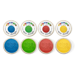 Colorful Eco-Dough 4-pack by elseware unplug eco-kids featuring natural, non-toxic modeling dough in multiple vibrant colors.