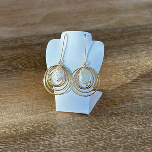 JEWELRY-EARRINGS-Golden Orbit Freshwater Pearl Earrings - Pleasant Beach Living