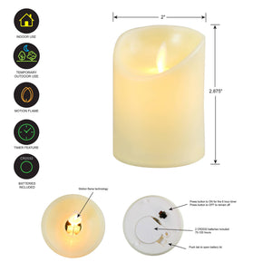 Set of six LumaBase battery-operated LED votive candles displaying warm, flickering light on a decorative surface.