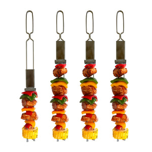 KITCHEN-GRILL-Stainless Steel BBQ Slider Skewers, Set of 4, 13" - Pleasant Beach Living