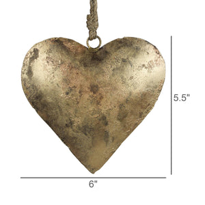 DECOR-Heart on Rope, Antique Brass - Pleasant Beach Living