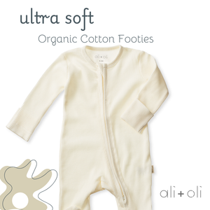 BABY-Baby Footie 2-Way Zipper – Organic Cotton Waffle Knit - Pleasant Beach Living