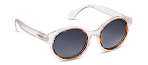 Peepers brand eyeglasses readers with peeper charm, stylish sunglasses with clear lenses and decorative frame details.