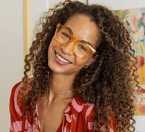 Peepers Maisie blue light eyeglasses with clear frames and round lenses, designed for digital screen protection.