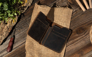 WALLET- Genuine Leather Bifold Wallet, Handmade Wallet for Men - Pleasant Beach Living