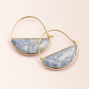 JEWELRY-EARRINGS-Stone Prism Hoop - BLUE HOWLITE/GOLD - Pleasant Beach Living
