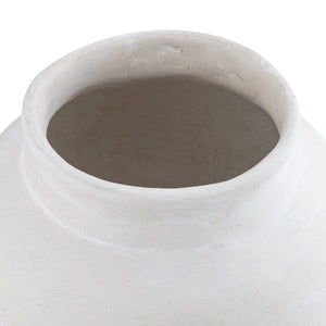 Paper Mache Pot Natural White Dia 9.45" - Pleasant Beach Living