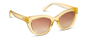 Peepers Capri sunglasses with clear reading glasses lenses, stylish black frame, and rounded shape for fashionable eye protection.